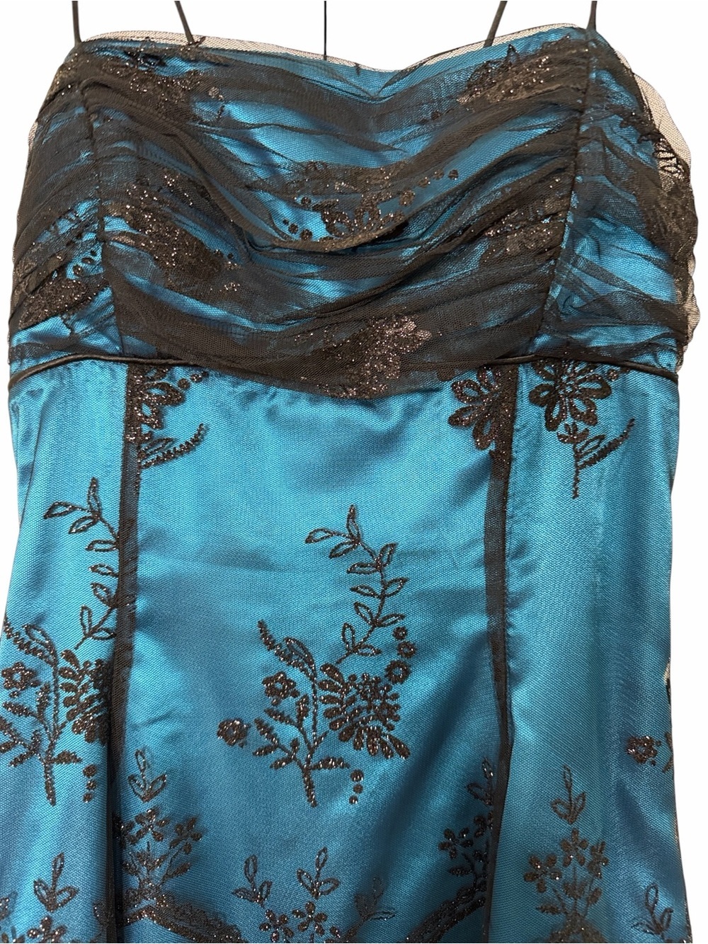 Morgan & Co Blue & Black Embroidered Cocktail Fairy-core Goth Dress sz 11/12 - Picture 4 of 7